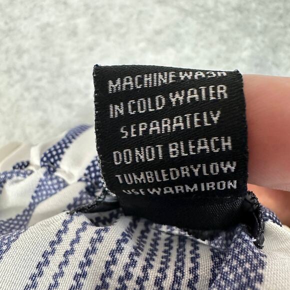 Style House Striped Romper/Jumpsuit WMN 5 Navy White On/Off Shoulder Embroidered - Picture 6 of 6